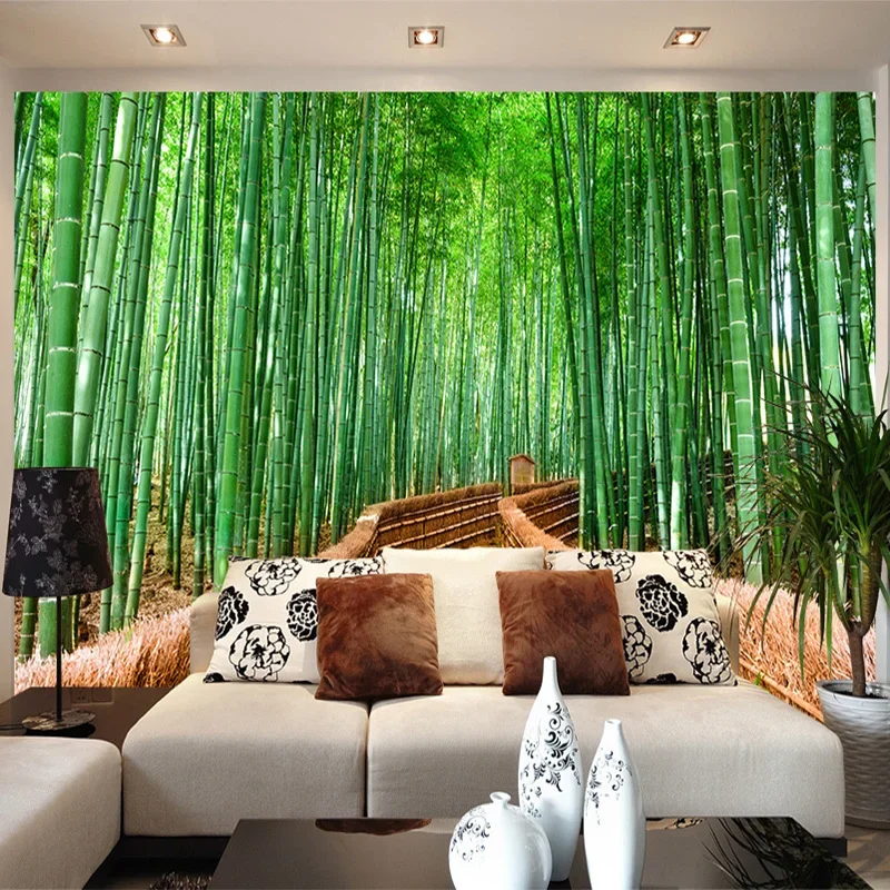 3D Wallpaper Chinese Style Green Bamboo Path Nature Scenery Photo Wall Murals Living Room Restaurant Backdrop Fresco Home Decor