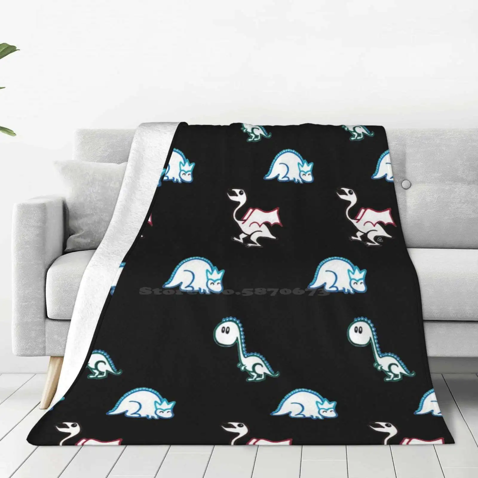 Simple Dino Pattern-Cute Little Cartoon Dinosaurs Blanket Soft Warm Travel Portable Blanket Different Types Of Dinosaur Hand