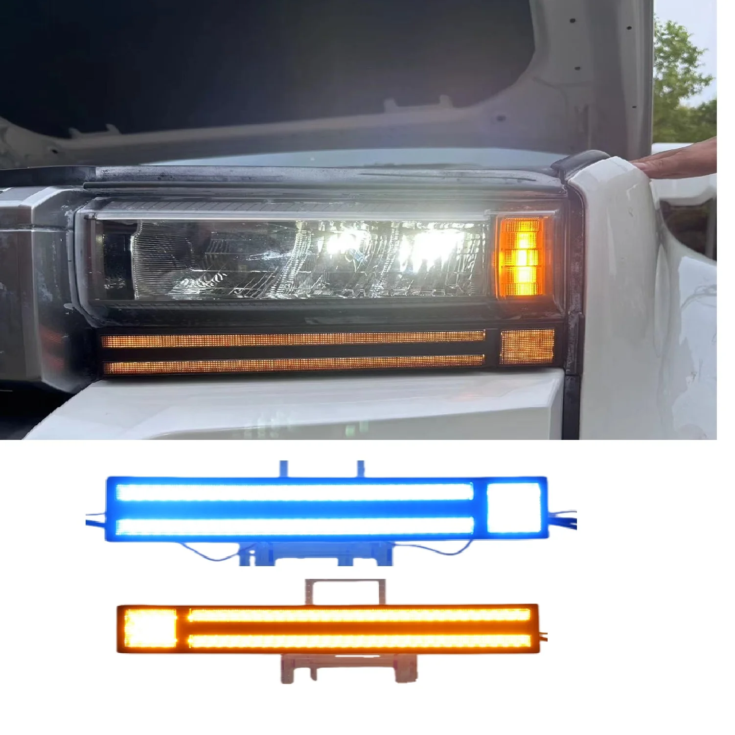 

Автоматические дневные ходовые огни (ДХО) с функцией поворотников и фары головного света для Toyota LC250 Prado 2025-2026: Аксессуары для дневного освещения