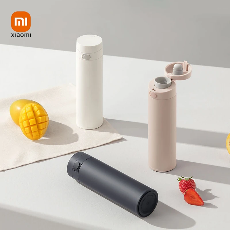 Original Xiaomi Mijia Thermos Water Cup Portable 480mL Warm/Cold Water Cup 316L Stainless Steel Lock Design Single hand Open