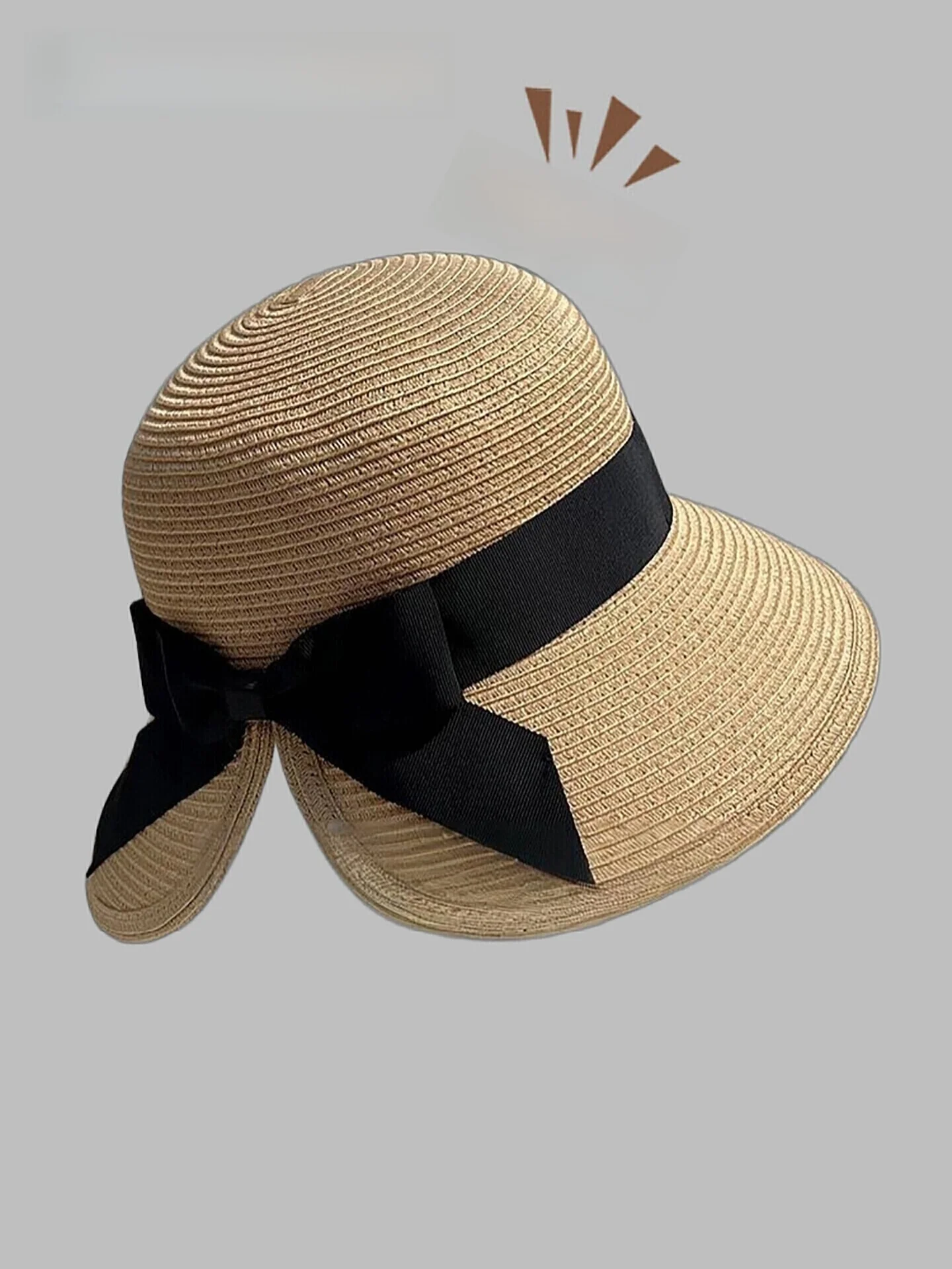 summer-new-knot-straw-hat-women's-large-brim-hat-beach-vacation-hat-small-face-foldable-sun-protection-hat