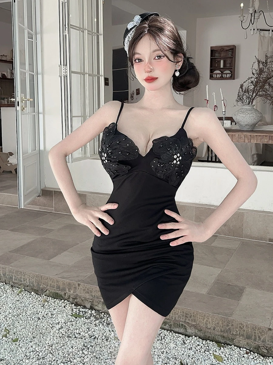 

Сексуальное облегающее платье с глубоким вырезом и бисером в виде цветов для женщин с запахом на бретельках V Ne H pe Силуэт Подходит для пар An...