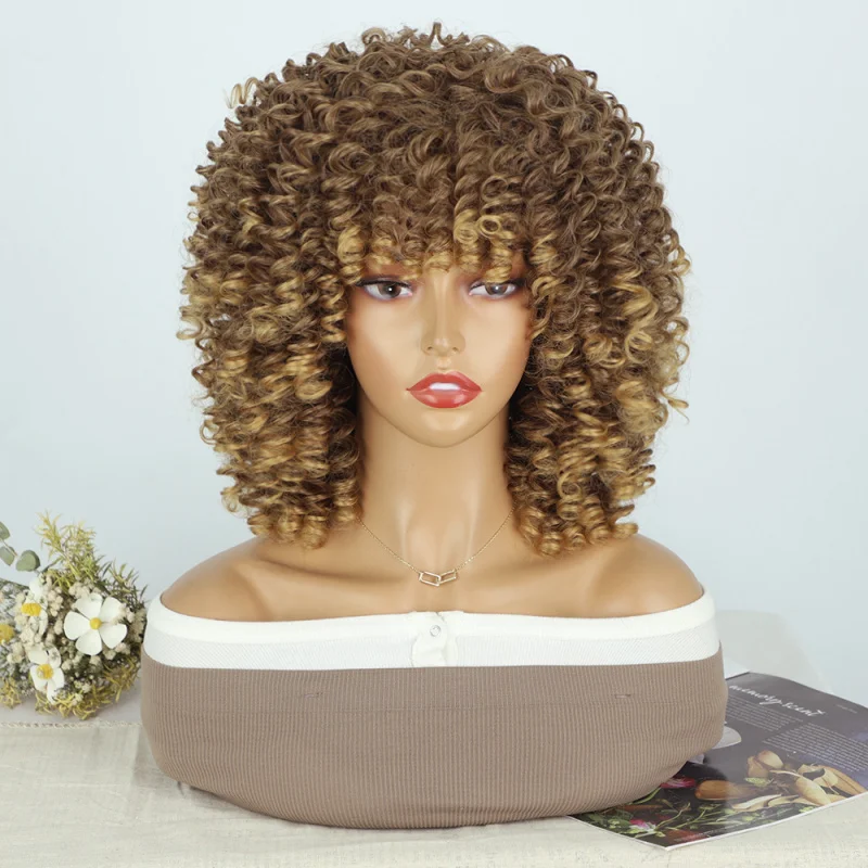 

Европейский и американский модный женский короткий черный парик с мелкими кудрями в стиле афро