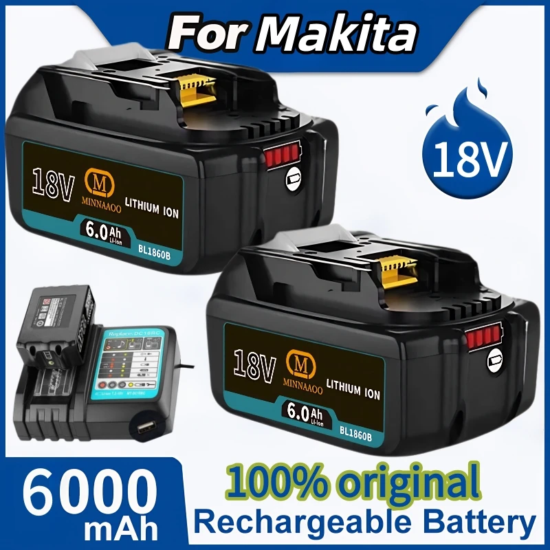 

6000mAh for Makita 18V Battery Rechargeable Power Tools Battery 18V with LED Li-ion Replacement LXT BL1830 BL1860 BL1850