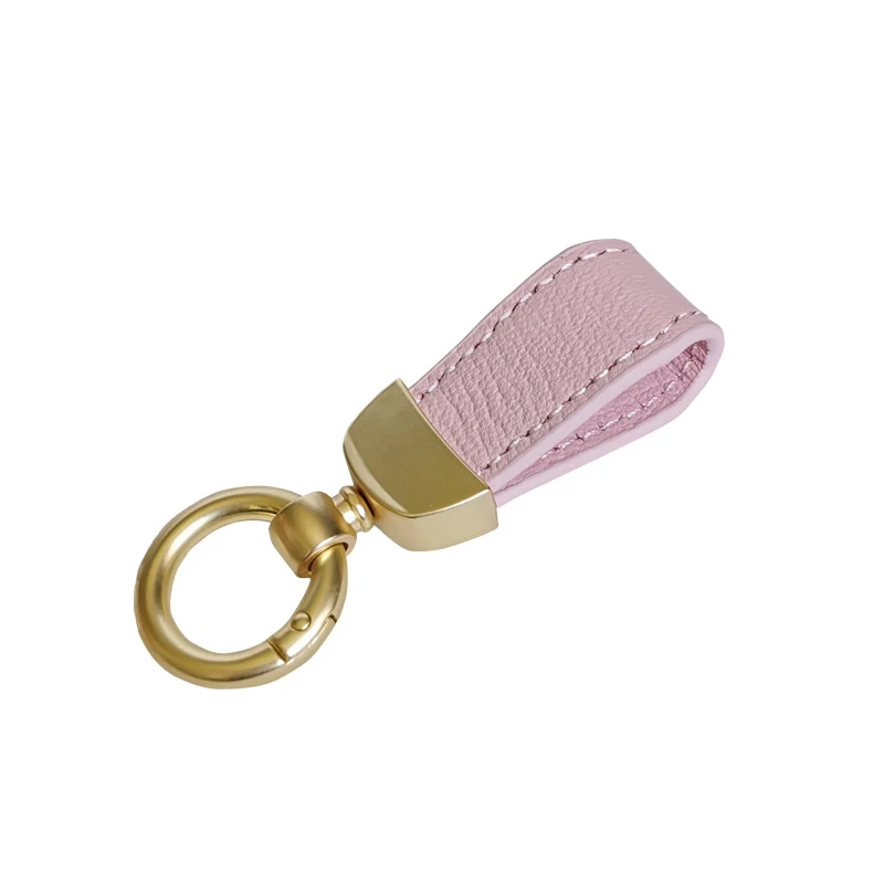 Custom Letters French Sheepskin Car Key Chain Women Delicate Leather Pendant High-end Keychain Lovely Leather Rope Key Holder