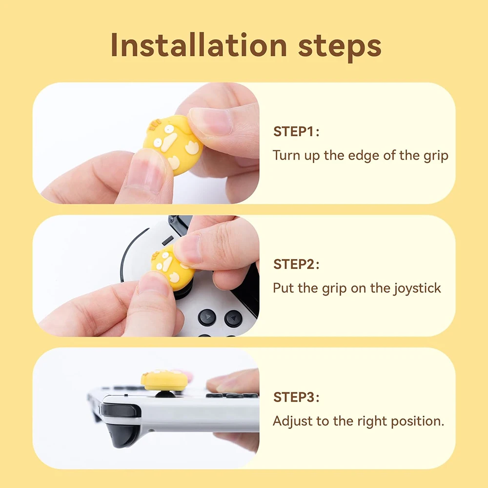 ปลอกซิลิโคนจับนิ้วหัวแม่มือแบบแอนะล็อกน่ารัก4ชิ้นเข้ากันได้กับนินเท็นโดสวิตช์ OLED/SWITCH Lite/SWITCH ฝาครอบป้องกันจอยสติ๊ก