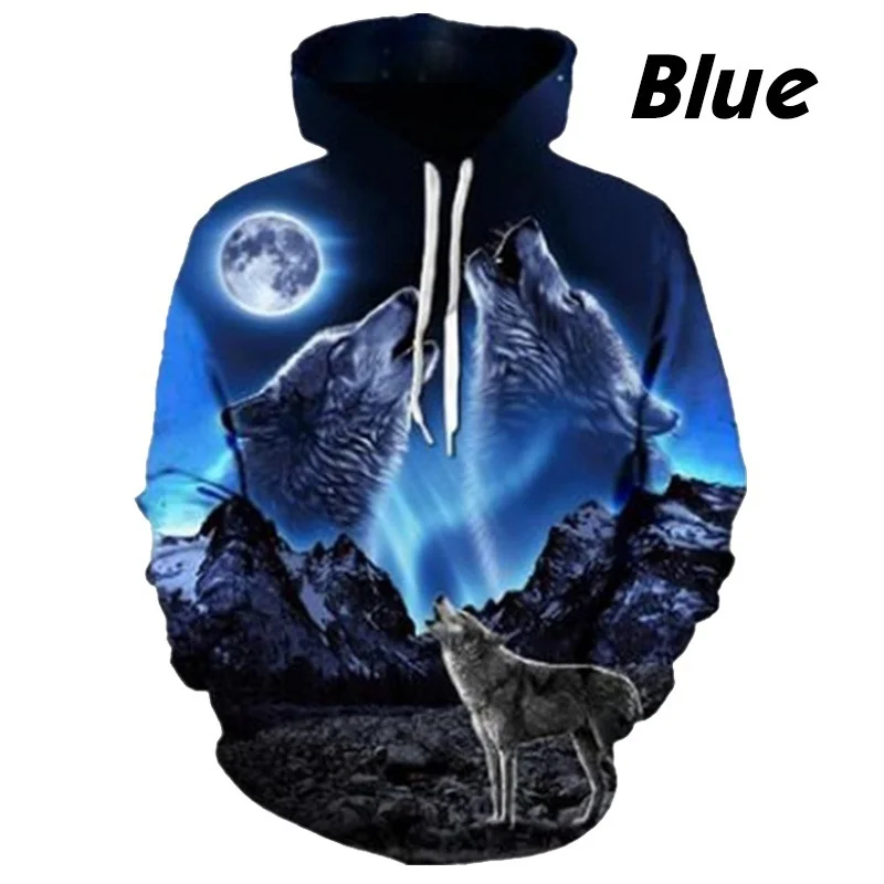 Herfst en winter mode nieuwe dierenwolf sportkleding met capuchon heren 3D-model wolf hoodies sportkleding heren sportkleding met capuchon