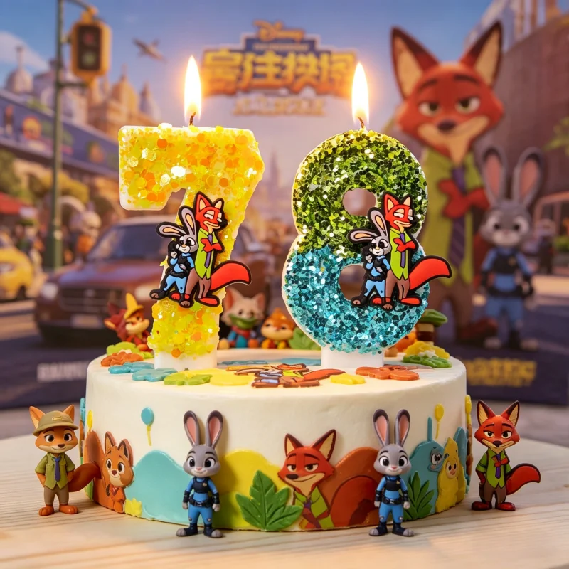Zootopia Kerzen Nummer 0-9 Geburtstagstortenkerzen Dekoration Zootopia Geburtstagsparty Tortendekoration Baby-Shower-Deko Geschenk