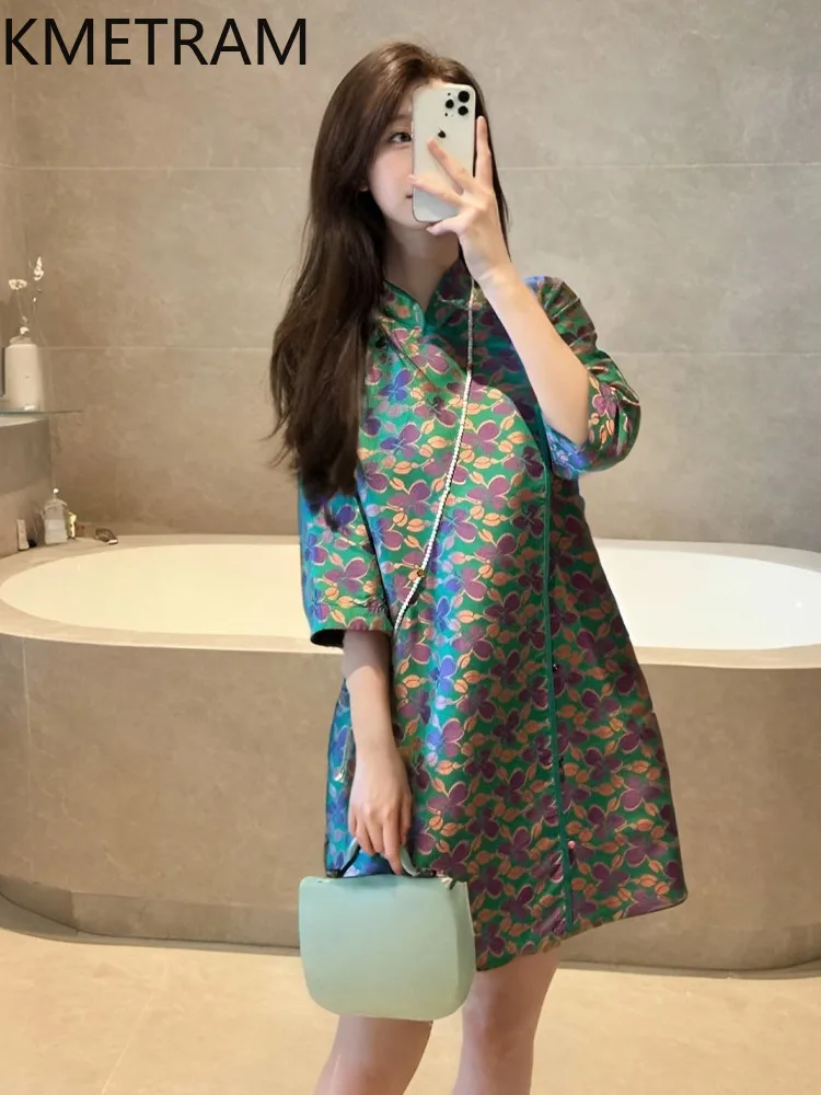 

KMETRAM 100% шелковые платья, женские роскошные платья в китайском стиле для женщин, одежда высокого качества, новые платья 2025 года, Robe Femme