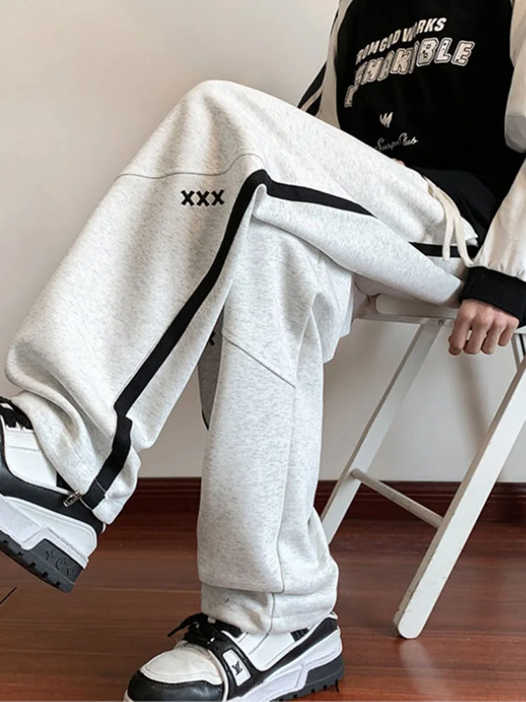 

Trendy Embroidered Casual Pants for Men Spring New Arrival High Quali No Pilling Loose Fit Straight Leg Sweatpants Spor