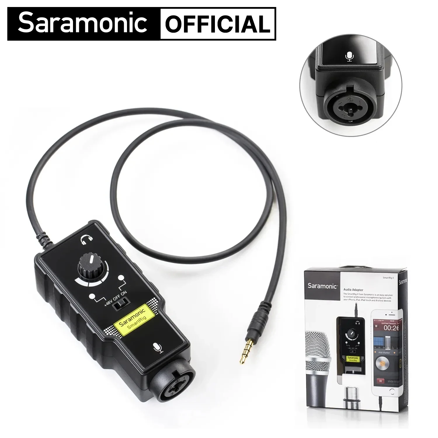 

Saramonic SmartRig II профессиональный микрофон и гитарный аудиоинтерфейс предусилитель аудиоадаптер микшер для iPhone iPad Android устройства