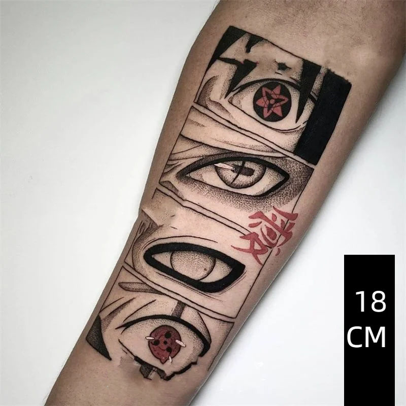 Anime Ninja Ogen Tijdelijke Tatoeages Cartoon Cool Transfer Tattoo Arm Hand Body Art Waterdichte Nep Tatoo Sticker Voor Vrouw Mannen