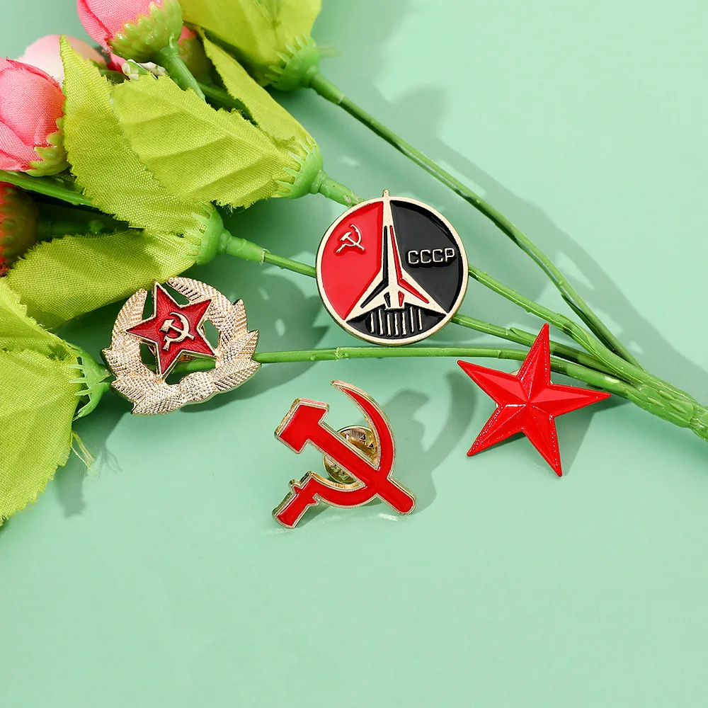 Retro-Symbol der UdSSR, Emaille-Anstecknadel, Roter Stern, Sichel und Hammer, Kaltkrieg, sowjetisches CCCP-Brosche, Geschenk, Abzeichen, Anstecknadel für Mantel, Mütze, Kleidung – Detail 6
