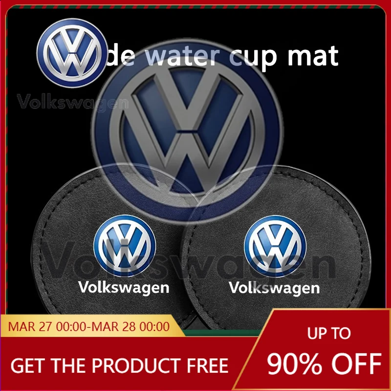 

Эмблемы для автомобилей VW Volkswagen, наклейки на автомобиль, 2 шт., коврик для автомобильной подстаканницы, замшевая нескользящая подставка, аксессуары для VW GTI Polo Golf Passat Tiguan