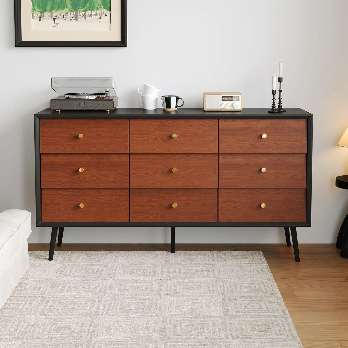 

Customizable solid wood nine-chest cabinet locker porch storage drawer cabinet bedroom living room medieval small apartment