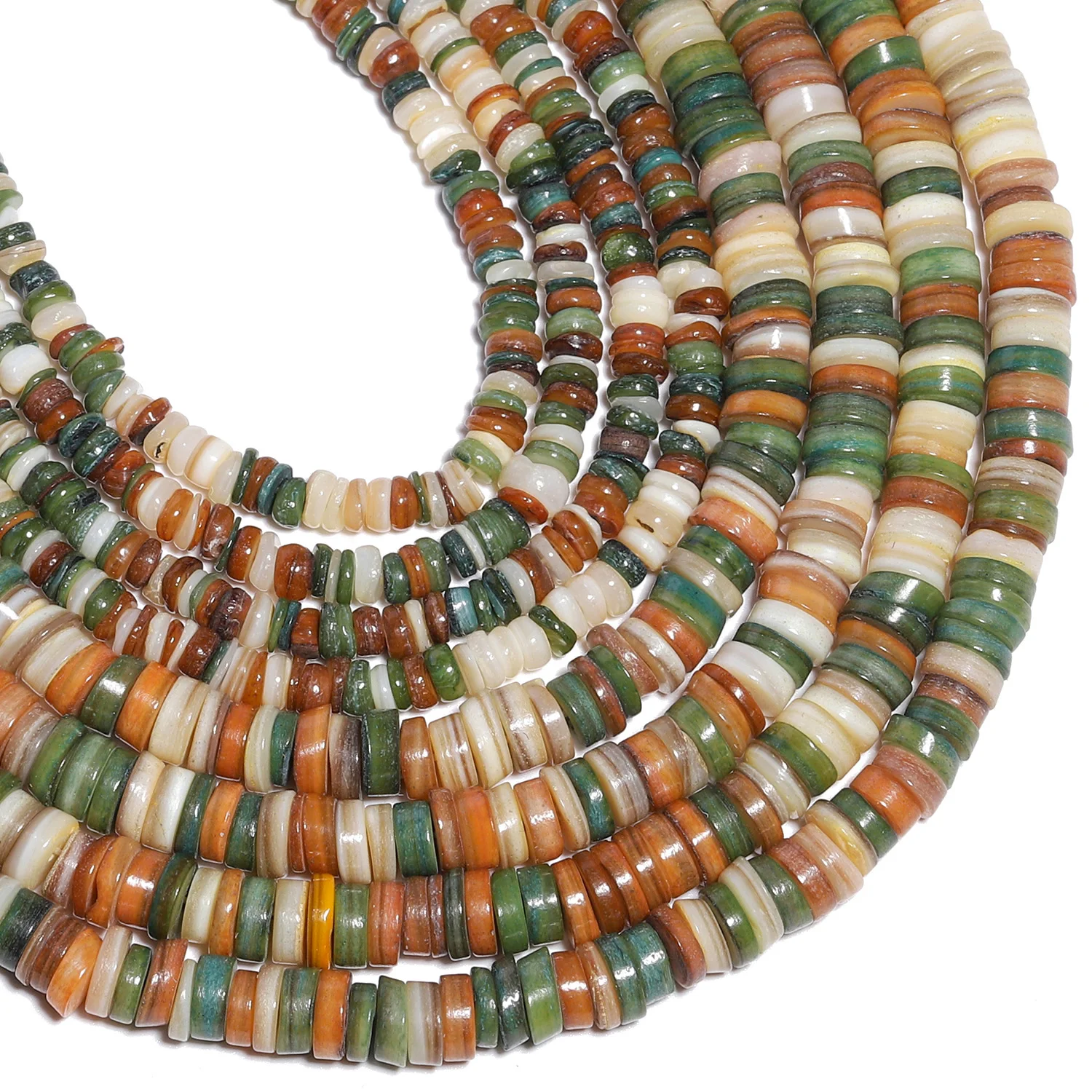 4/6mm Rondelle Natural Freshwater Shell Beads Round Chip Disk Yellow Green Mother Of Pearl Beads for Jewelry Making DIY Bracelet