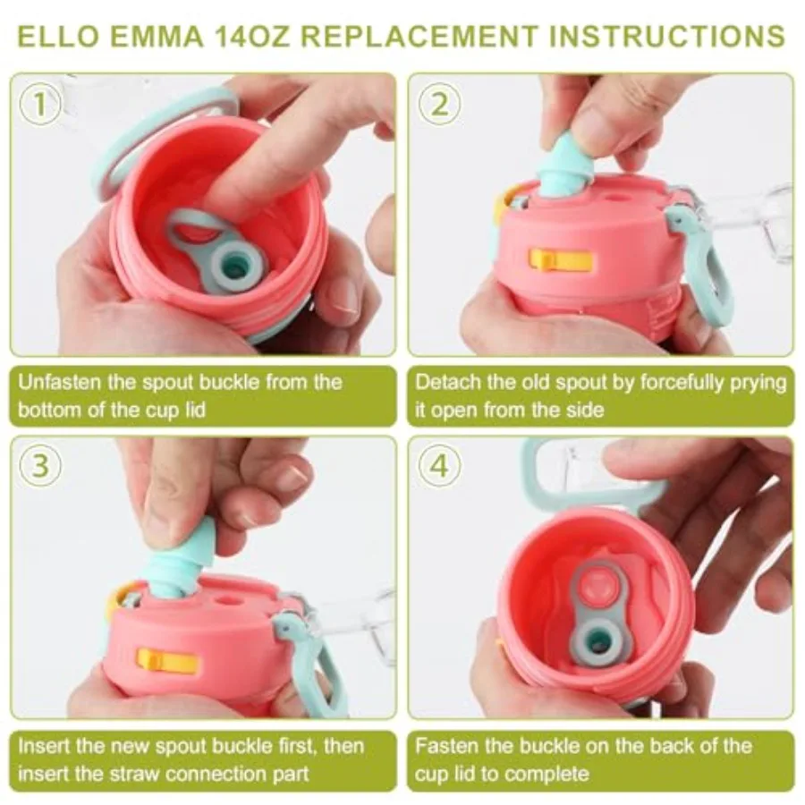 4 قطعة استبدال صمام دغة لزجاجة مياه Ello Emma 14oz سيليكون لا BPA استبدال صنبور زجاجة المياه متوافق مع Ello