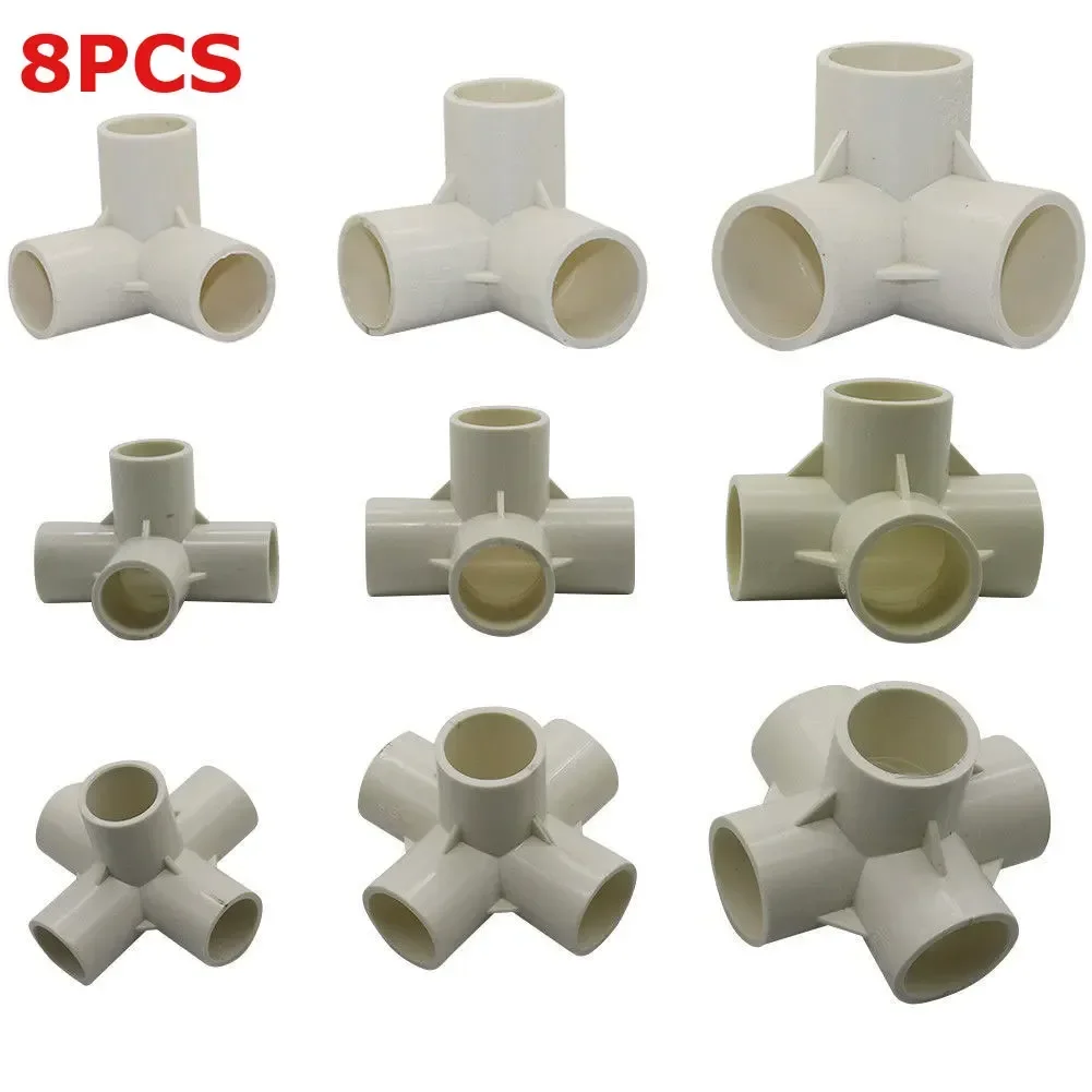 8PCS X 20mm/35mm/32mm PVC Water Pipe Tube Adapter Connectors Garden Hose Diameter 3/4/5/6 Ways for Gardening Jardineria Tube