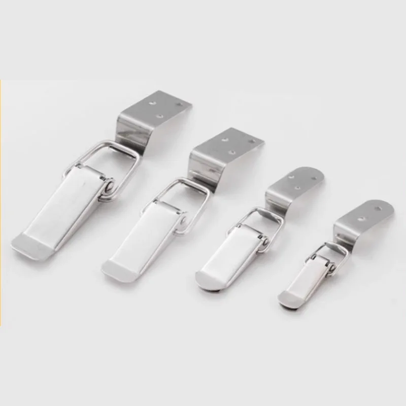3PCS Bent Hook Without Lock Hole Stainless Steel 304 Lock Buckle Toolbox Wooden Box Package Buckle Flat Mouth Spring Buckle
