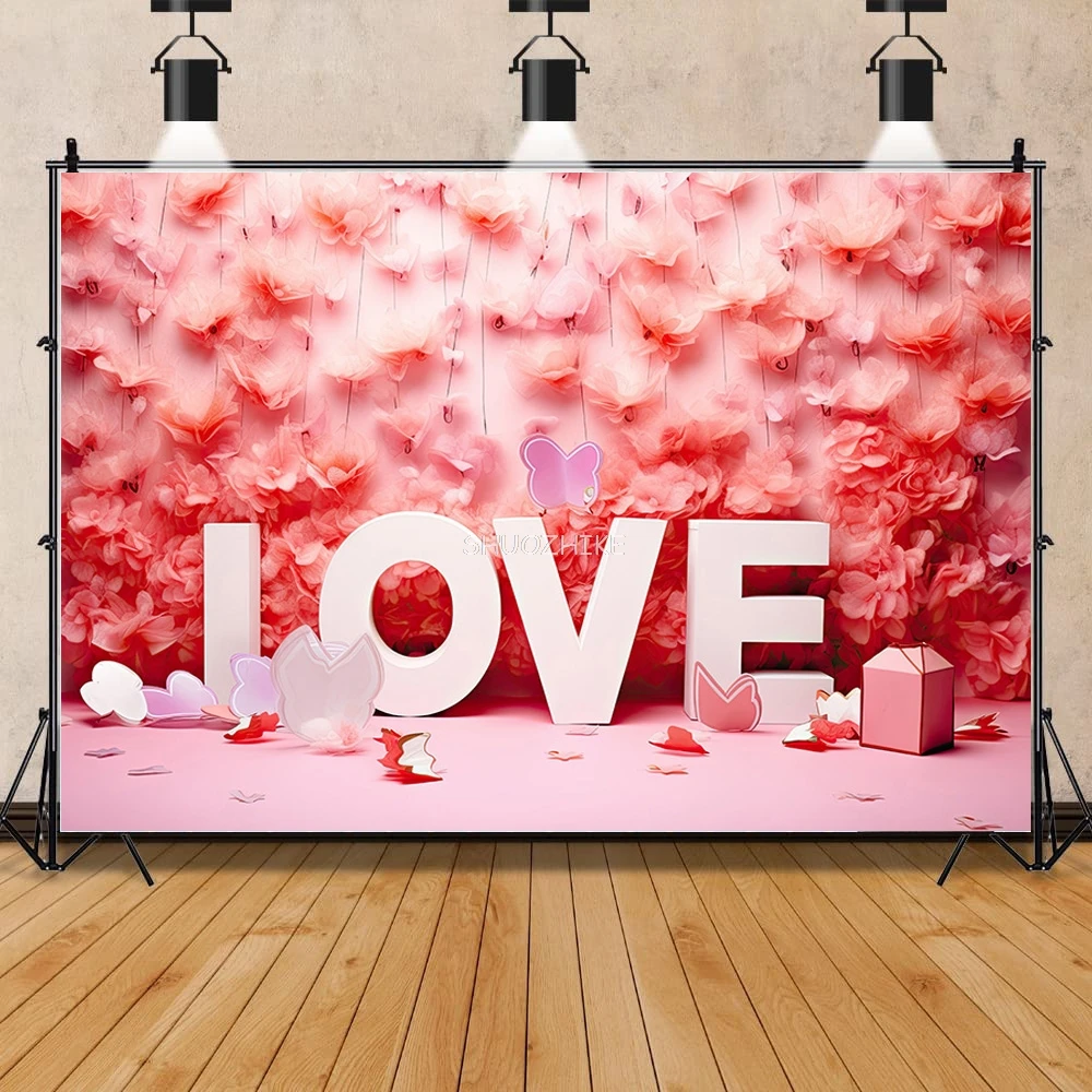 

SHUOZHIKE Bokeh Abstract Dream Photography Backdrops Red Heart Valentine's Day Romantic Love Photo Studio Background RQ-15