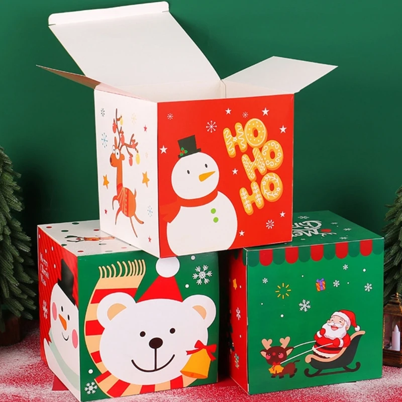 Set of 4 Christmas Gift Box Set With Festival Designs Decorative Christmas Present Boxes Perfect for Various Sized Gifts