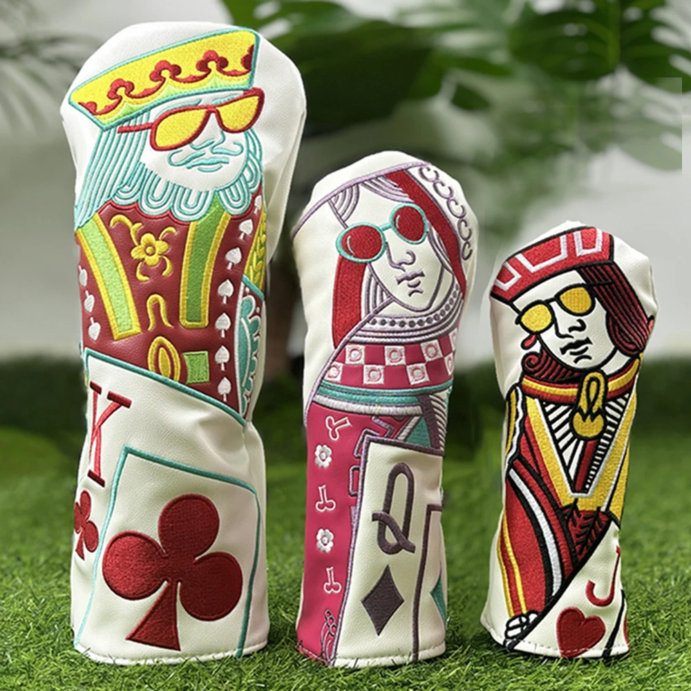 Golf Clubs - 1個入り／3個入り、刺繍入りゴルフクラブヘッドカバー。ハイブリッド、ドライバー、フェアウェイウッド用。ゴルフクラブパター用ヘッドカバー。