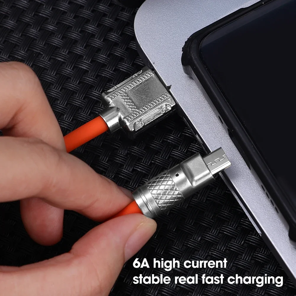 Zinc Alloy Micro USB Mobile Phone Cable Android Fast Charger Data Cord 120W 6A Quick Charging Cables for Samsung Xiaomi Huawei