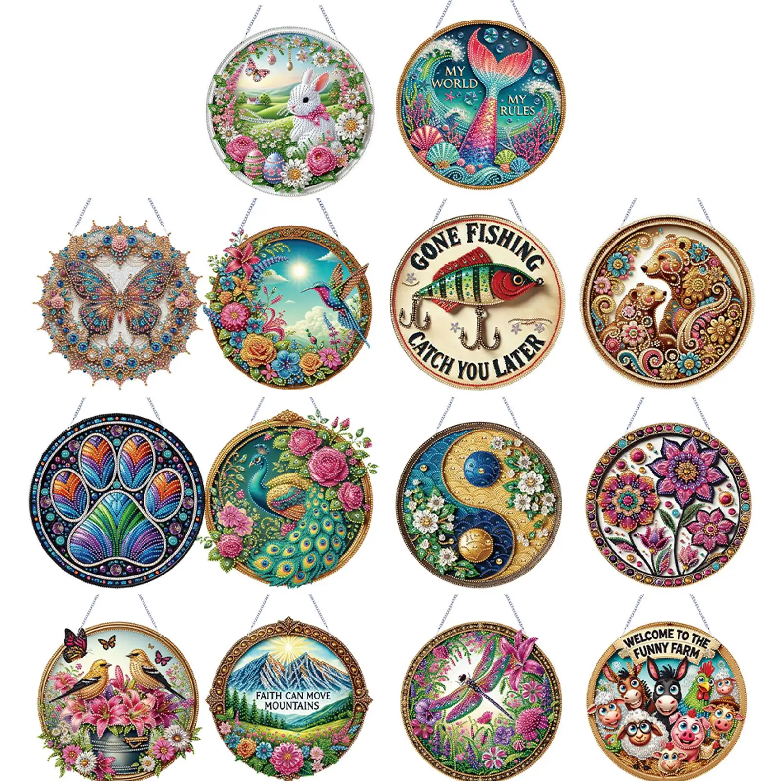 Diamond Painting Home Decor Diamond Painting Hanging Pendant 5D DIY Diamond Painting Dots Pendant for Garden Window Decor