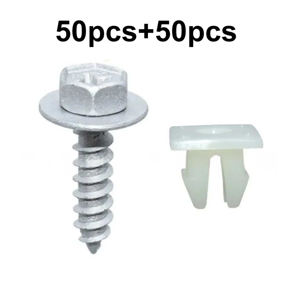 50pcs Fender Liner Screw Clips and 50pcs Retaining Bases 90159-60488 for Lexus RX300 1999-2003 RX330 2004-2006 RX350 2007-2015