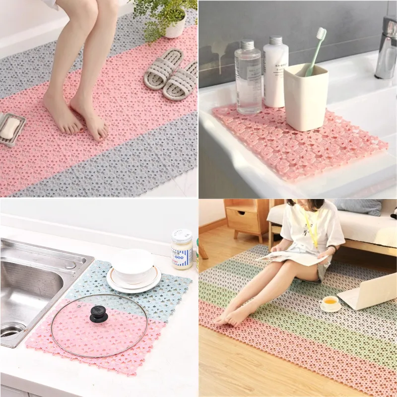 DIY Splicing Bathroom Anti-skid Mat Kitchen Bathroom Waterproof Mat Shower Bath Mat Anti Slip Waterproof Mat Bathroom Supplies