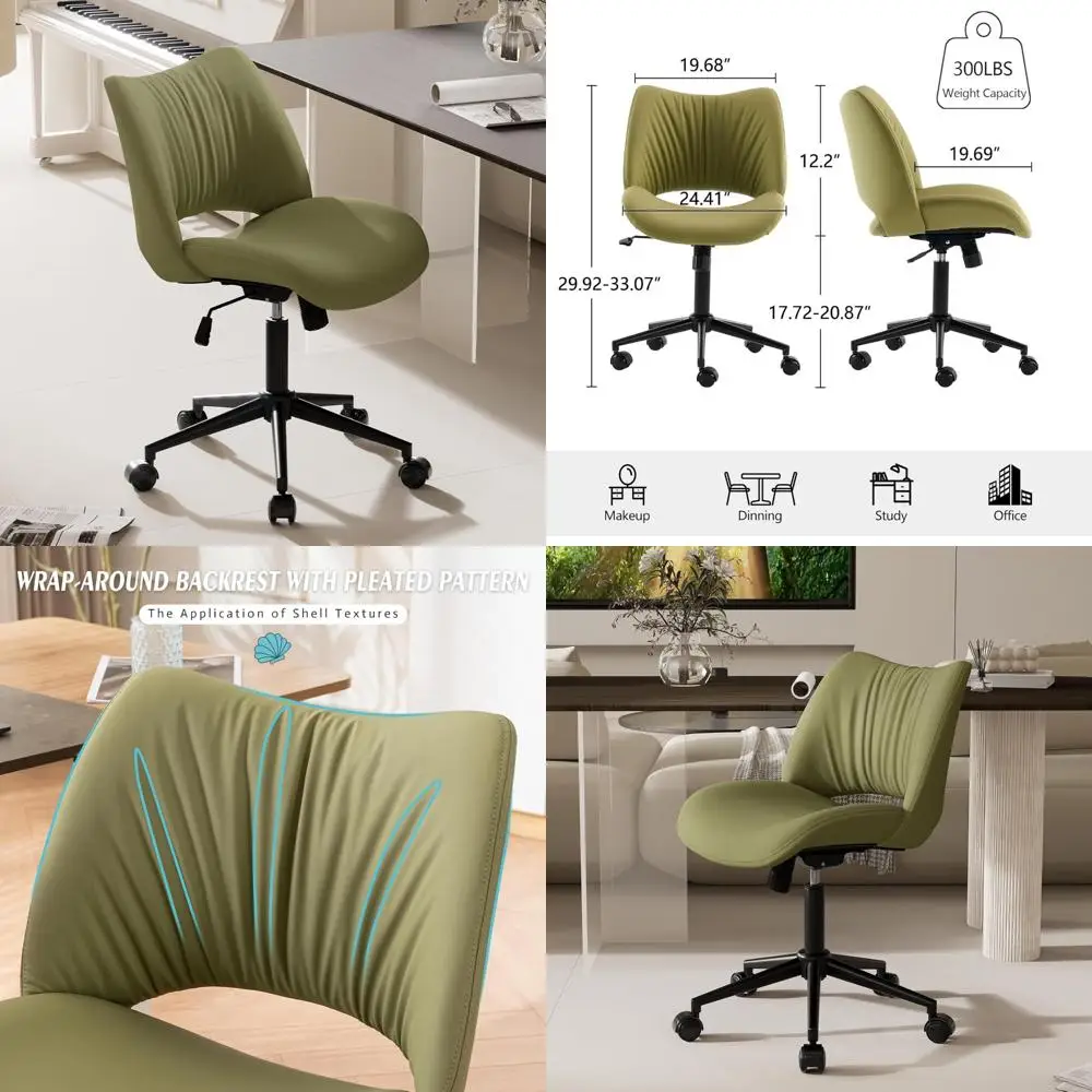 

Ergonomic Adjustable Height Office Chair with Faux Leather for Comfortable Computer Use