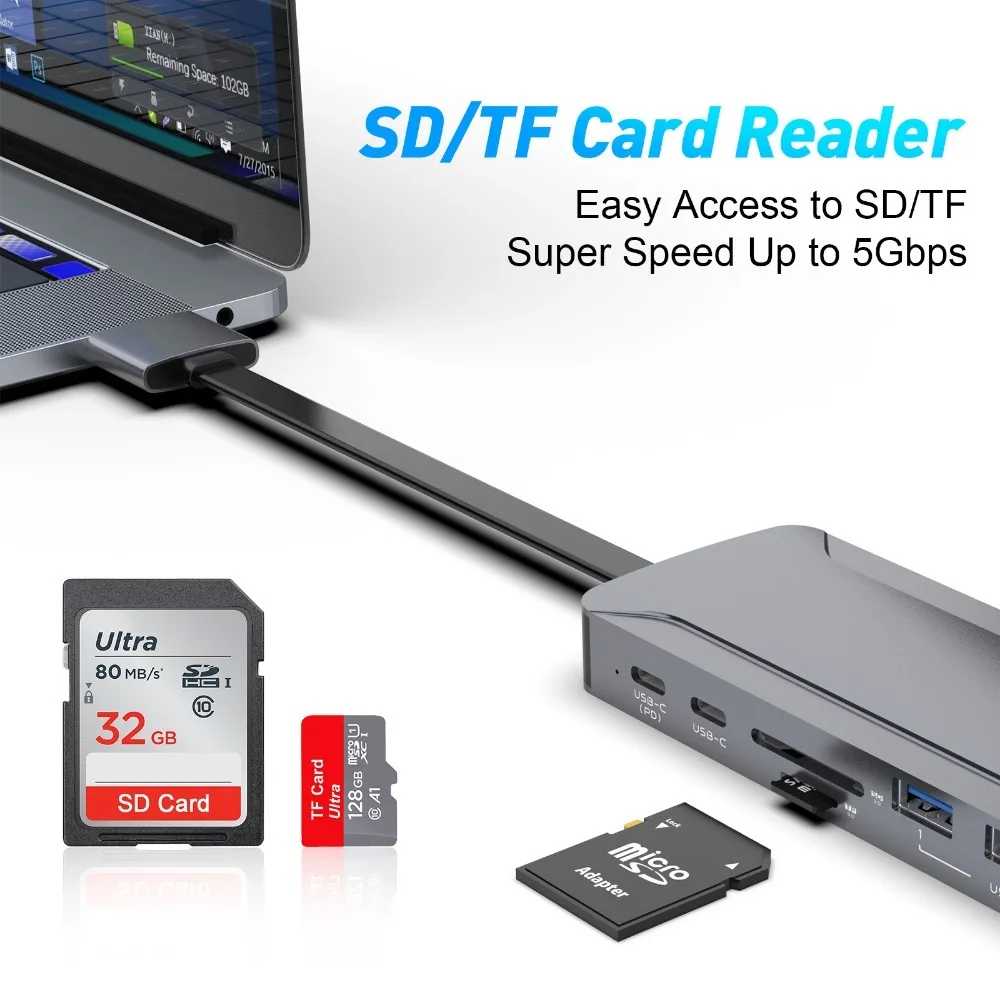 Splitter Hub USB C di tipo doppio 13 In 2 con USB3.0 Dual 4K HDMI PD trasferimento dati ad alta velocità RJ45 1000Mbps per PC Laptop Macbook