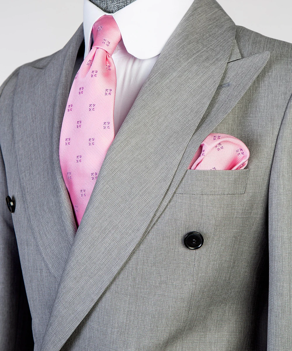 남성용 회색 비즈니스 정장, 웨딩 더블 브레스티드 프롬 블레이저, 맞춤형 2피스 신랑 디너 파티 웨딩 턱시도, 맞춤 제작