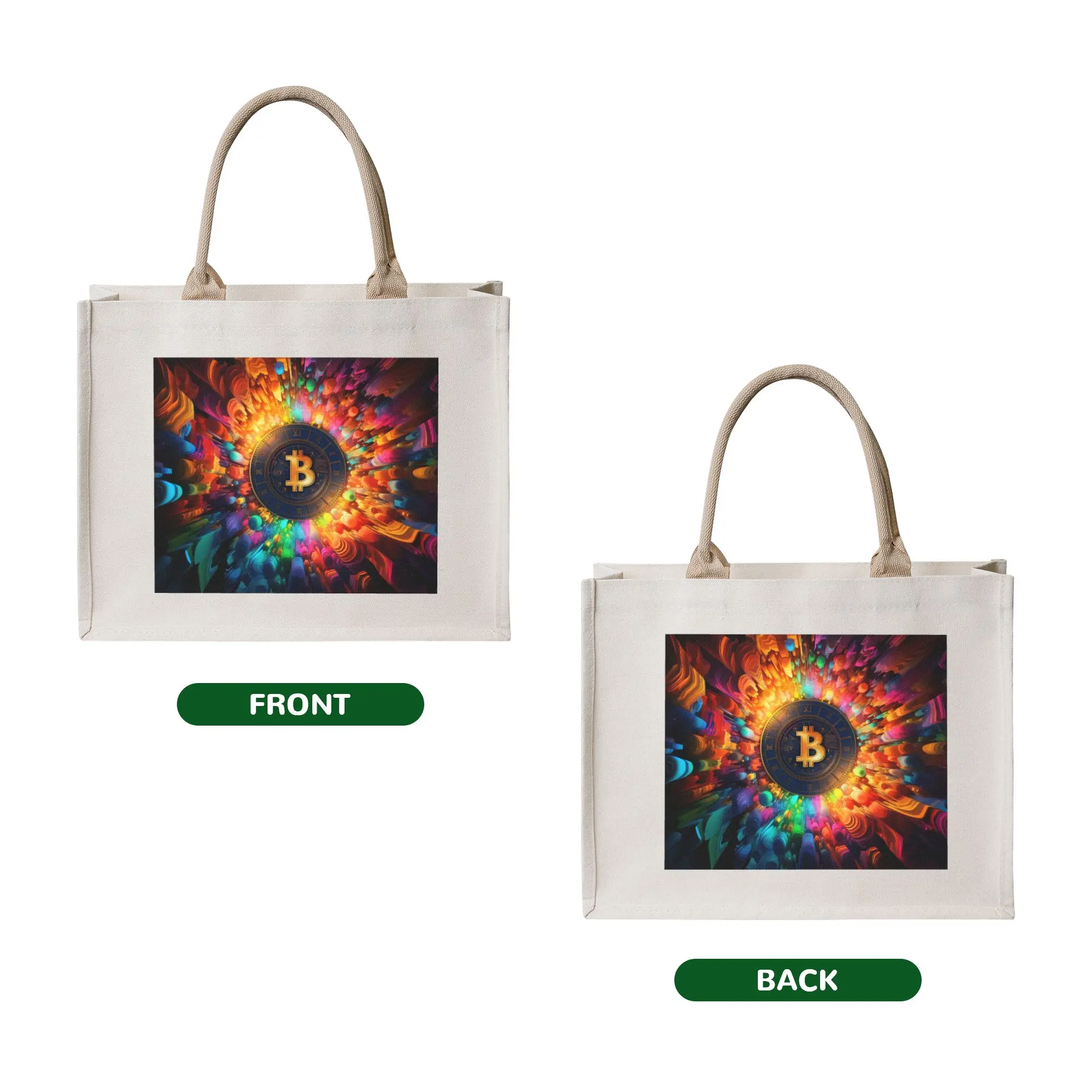 Crypto Virtual Currency Bitcoin  Groceries Tote Shopping Bags Women Cute  Shopper Shoulder Bags Large Capacity Handbag