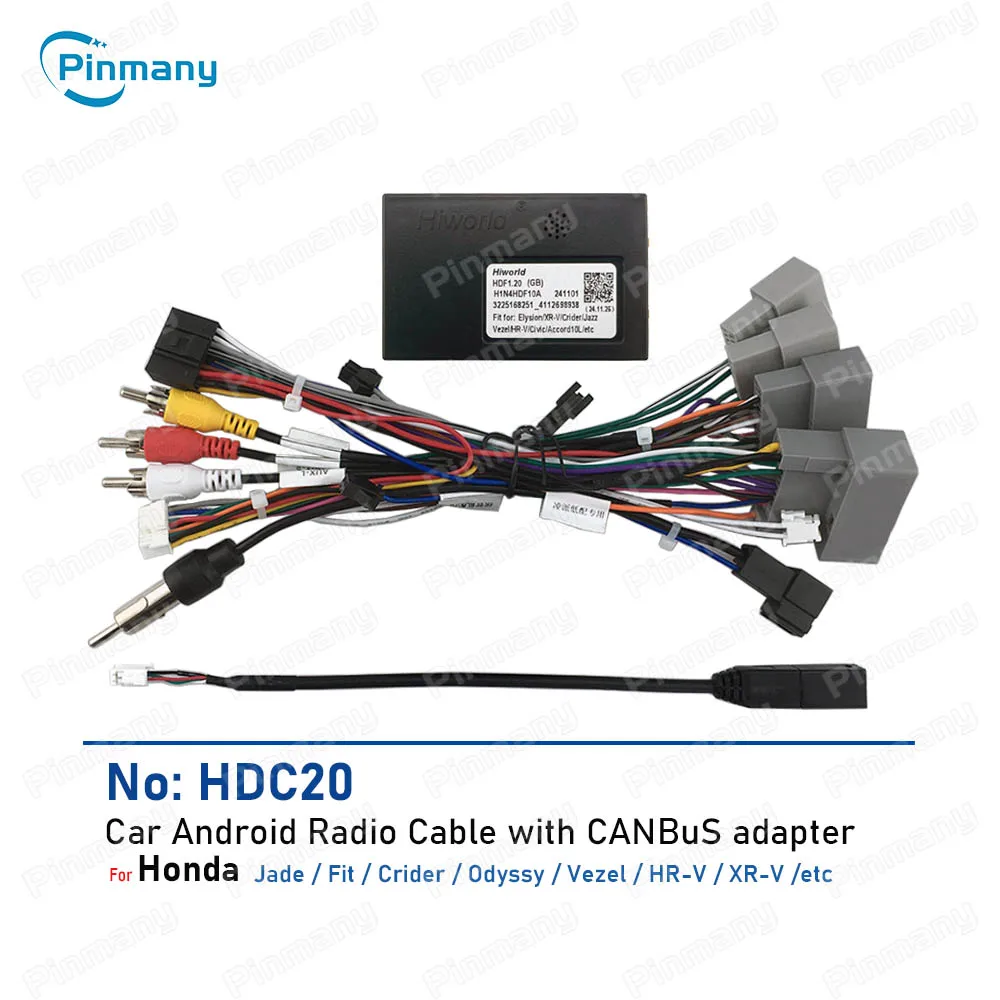 

Car Radio Cable Power Wire Harness Plug socket Connector CAN Bus Adapter HDC20 for Honda Jade Fit Crider Odyssey Vezel HRV XRV