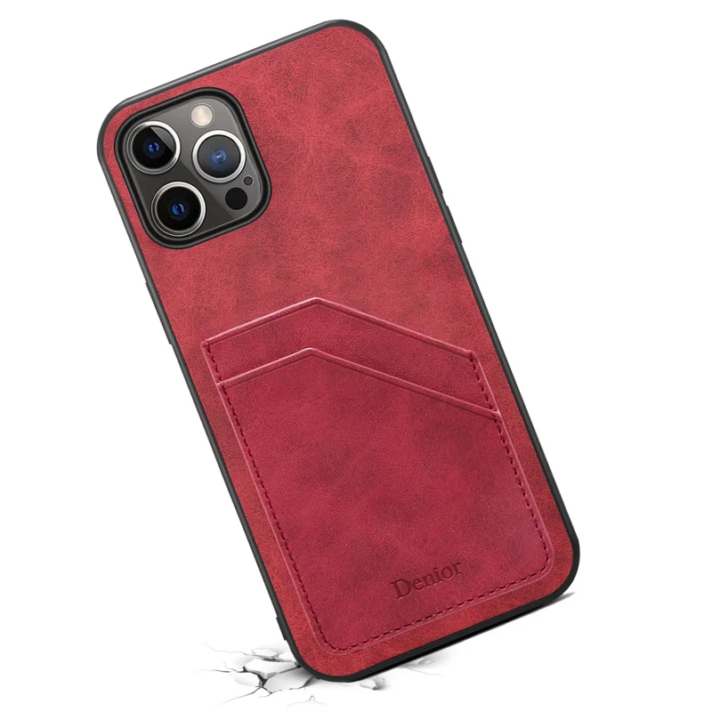 Чехол PURetro с текстурой искусственной кожи для iPhone 15 Pro Max, iPhone 14, Apple 13, iPhone 12 Pro. Полная защита карт, противоударный, из воловьей кожи.