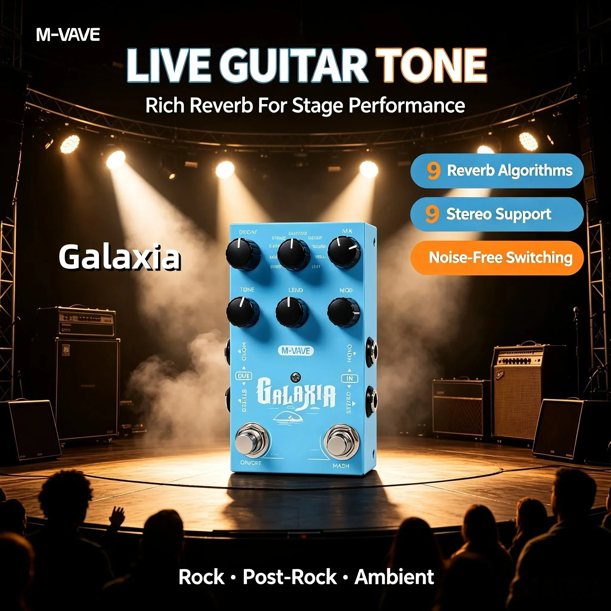M‑VAVE GALAXIA Guitar Multi‑Effects Pedal Portable Rechargeable Effects Processor Amp Modeling Looper Stereo Reverb Pedal
