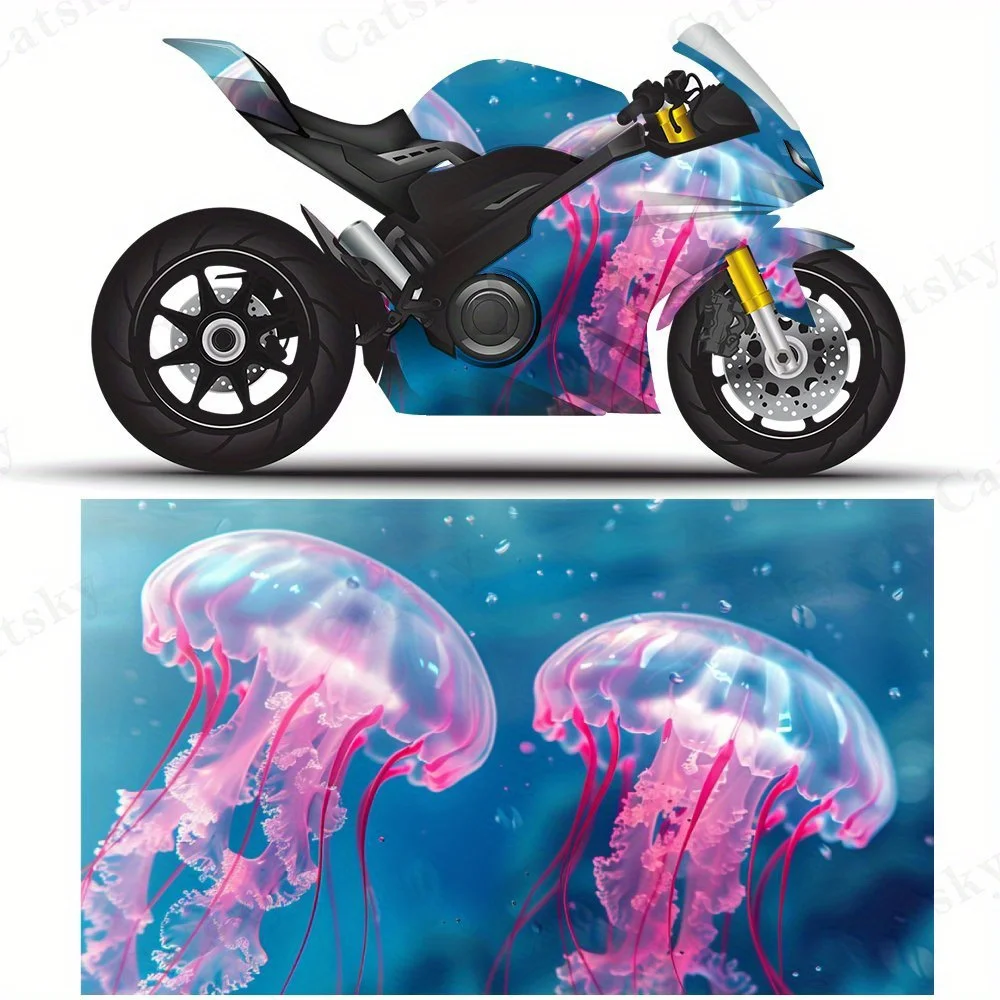 

Pink Jellyfish Dance Motorcycle Film Stickers, Durable PVC Adhesive Decals for Motorcycle Customization, Weather-Resistant Prote