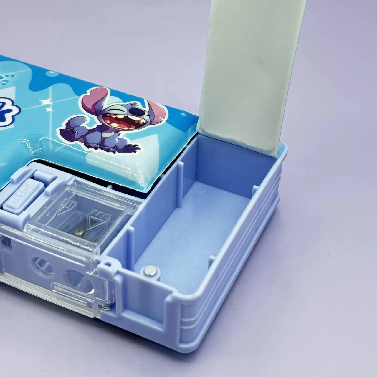2024 Disney Stitch Cartoon piórnik dla dzieci wielofunkcyjna dwustronna temperówka piórnik o dużej pojemności prezent dla dzieci hurtowo