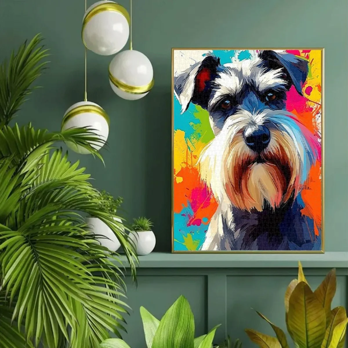 Puzzle artistico Schnauzer vibrante da 1.000 pezzi: gioco di intelligenza fai-da-te impegnativo per adulti e famiglie, migliora la coordinazione occhio-mano