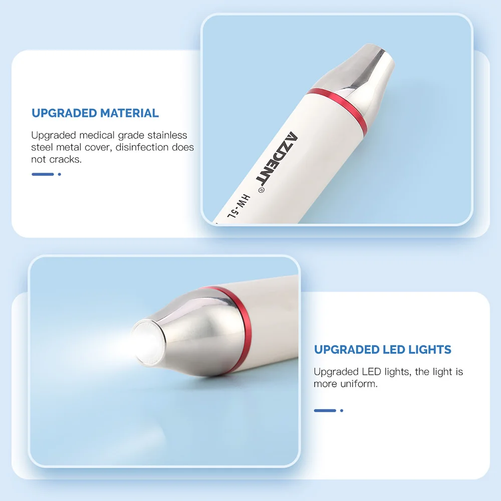 AZDENT New LED Light Ultrasonic Piezo Scaler Handpiece Fit For Woodpecker/EMS 135℃ High Temperature Sterilization