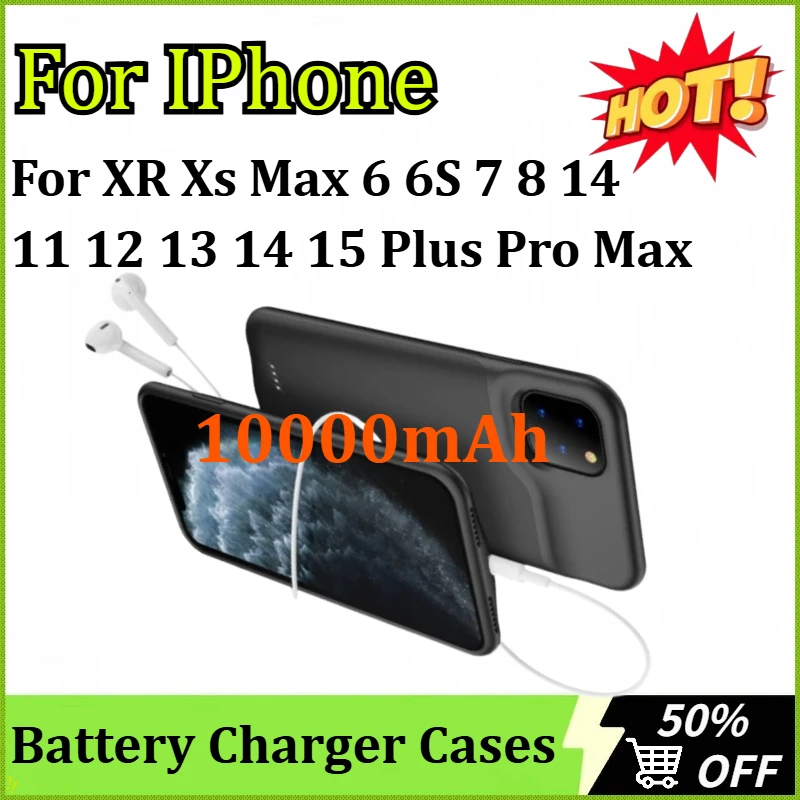 

10000mAh Battery Charger Case for IPhone XR Xs Max 6 6S 7 8 14 15 Plus PowerBank for IPhone11 12 13 14 15 Pro Max Charging Cover