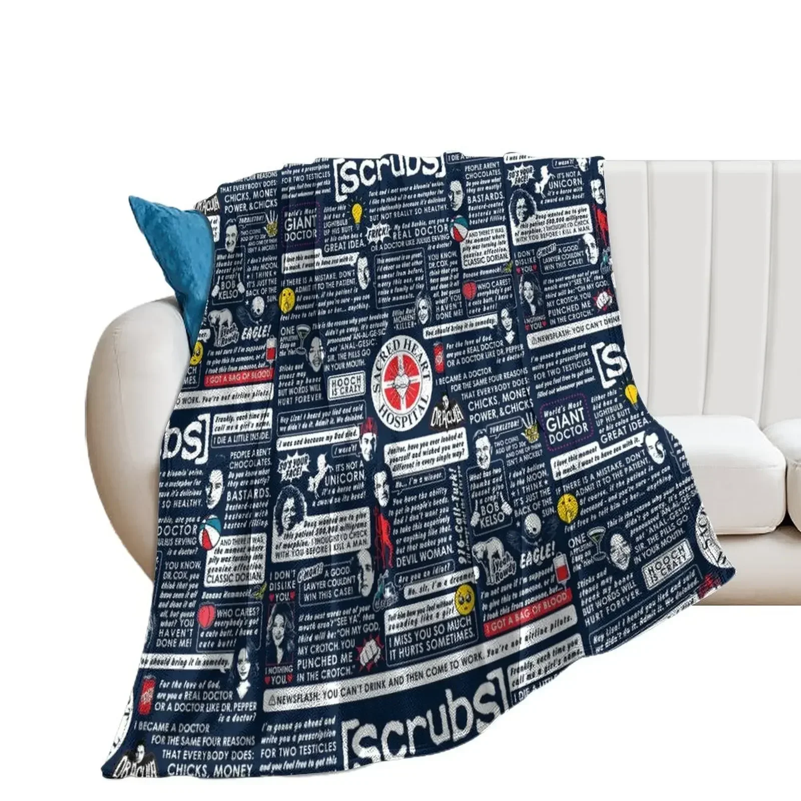 Wise Words of Scrubs Throw Blanket Custom Flannel Flannel Fabric anime Blankets