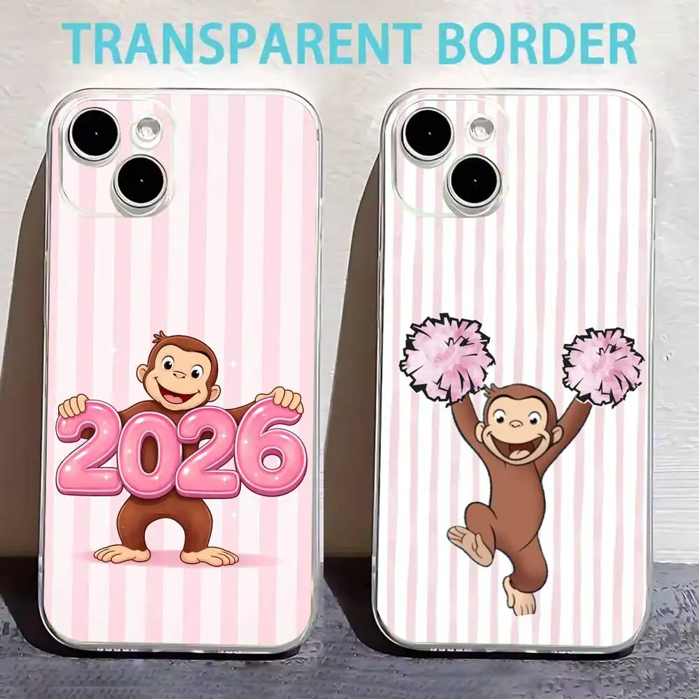 

Mokey C-Curious G-Georges Phone Case For iPhone17,16,15,14,13,12,11 Plus,Pro Max Soft Transparent Cover