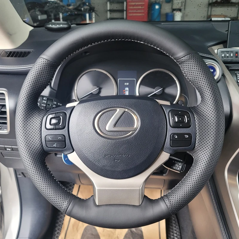 Hand Stitch Non-slip Genuine Leather Car Accessories Steering Wheel Cover For Lexus NX300 NX300H IS350 2015-2021 Interior