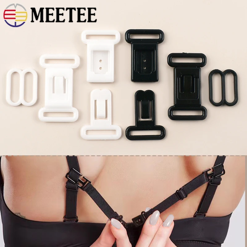 

100/200Sets Meetee 12.5mm Bra Plastic Buckle Resin Bikini Hook Button Underwear Front Closure Clasp DIY Sewing Accessories