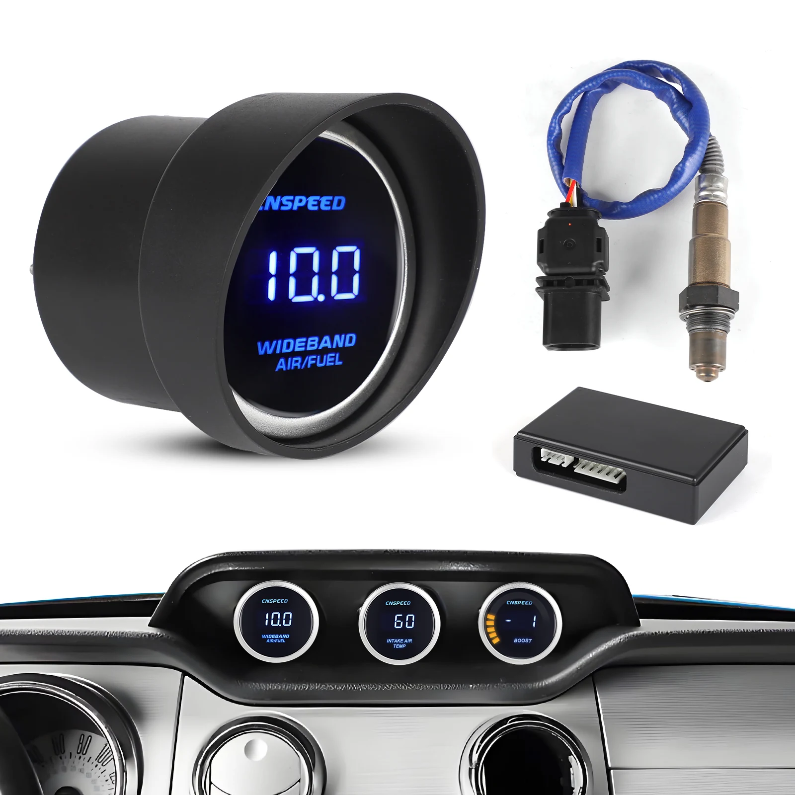 2'' 52mm 12V Air Fuel Ratio Gauge LSU 4.9 Wideband O2 Kit Oxygen Sensor & Controller Box With Car Oxygen Sensor Digtal Display