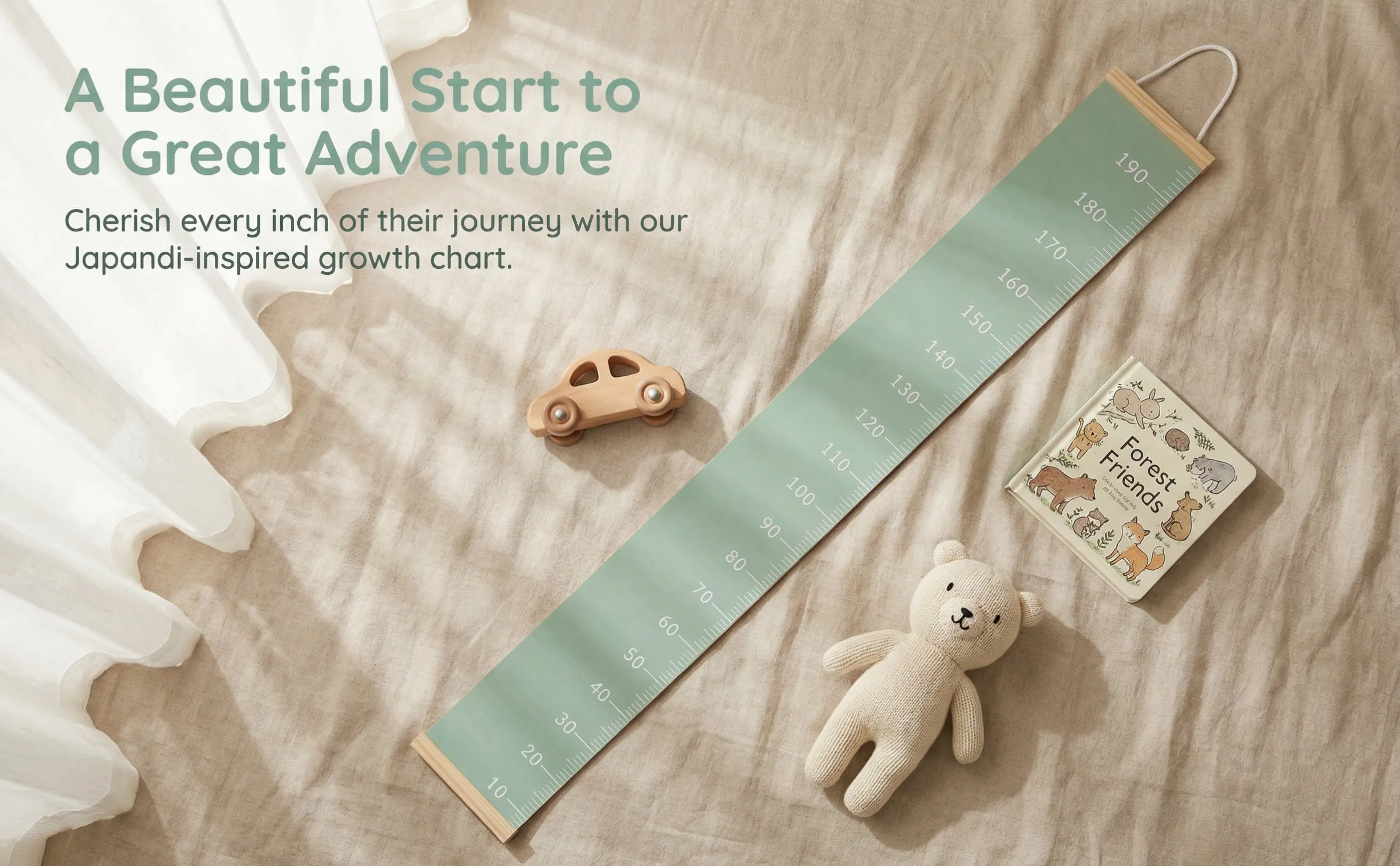 1Pcs Height Chart Pendant Decorative Wooden Growth Ruler Removable Wall Hanging Measurement Tool for Home Room