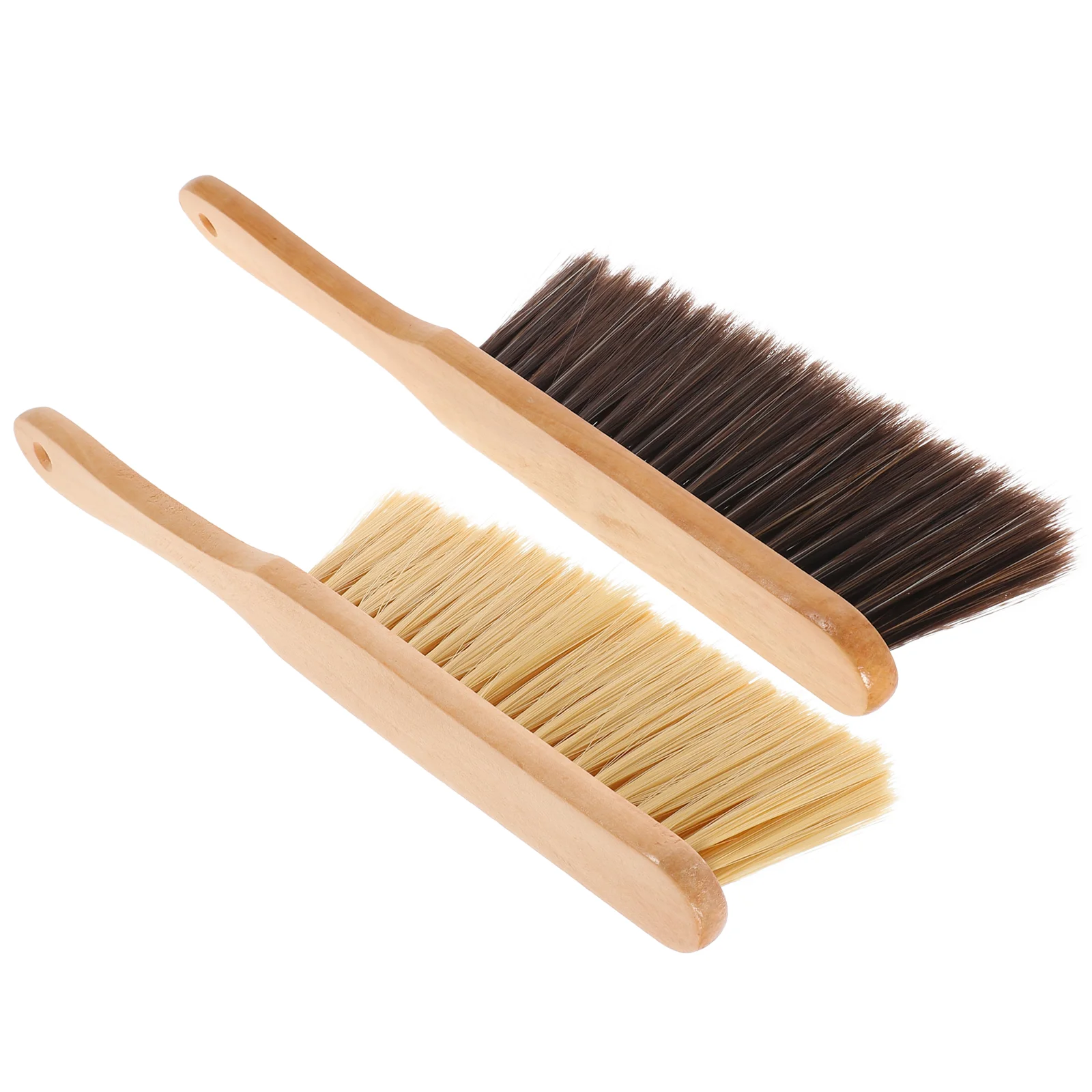 2 Pcs Dust Cleaning Brush Bench Grout Desktop Sofa Hand Broom Wood Soft for Household