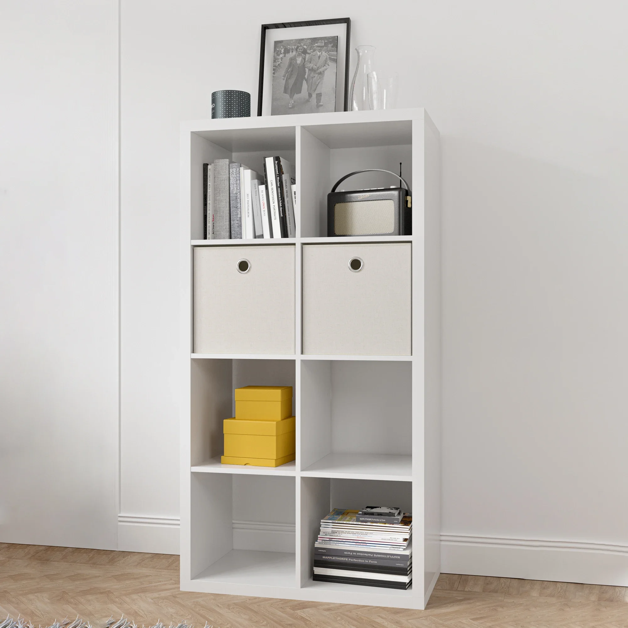 

8-Cube Organizer Storage with Opened Back Shelves,Modern and simple design Bookcase Book Shleves for Home, Office (White)